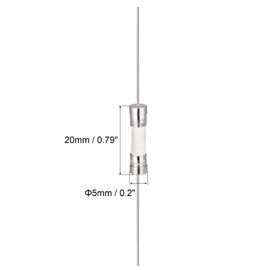 sourcing map Slow Fuse Time Delay Connection Cable Ceramic Fuses 5 mm x 20 mm 250 V T2A Pack of 5