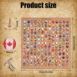Aicharynic Drawing pins, rice pins, 291 pieces, national flag drawing tacks, decorative drawing pins, country map drawing tacks with cork plates, metal push pins, creative pins for DIY bulletin board