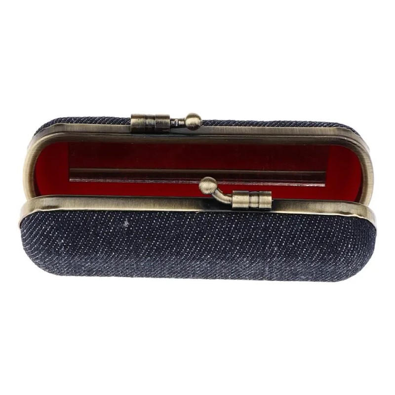 Estuche Para Lápiz Labial Con Espejo Para Damas Azul Negro