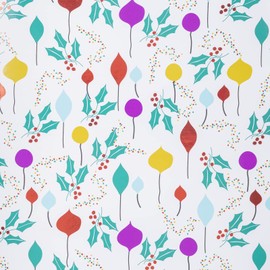 MAYPLUSS Christmas Wrapping Paper Sheet with Cutlines on Reverse - Folded Flat - Holly Leaves Design with Glitter Metallic Foil Shine (25 sq.ft.ttl.) - 30 inch X 120 inch Per Sheet