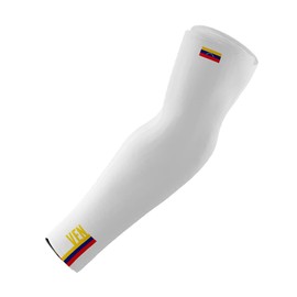 ScudoPro Venezuela Country Code Compression White Arm Sleeves - Walking - Cycling - Running - Golf - Baseball - Basketball