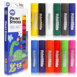 Crayones Témpera Lavables para Niños – 12 Colores Intensos – Pintura Sólida sin Ensuciar – No Tóxicos, Secado Rápido y Fácil de Usar
