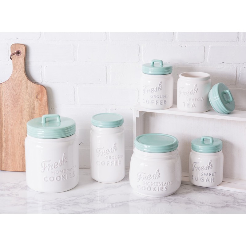 DII Kitchen Accessories Collection Ceramics, Cookie Jar, Aqua