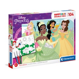 Clementoni 25714, Princess Double Face Supercolor Puzzle for Children - 104 Pieces, Ages 6 years Plus