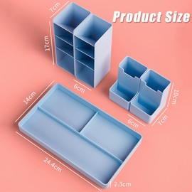 CINGHIA Pen Holder Desk Children, Pen Box Desk Organiser Children, Pen Organiser, Pack of 5 Free Combinable Plastic Pen Box for Pens Office Home School