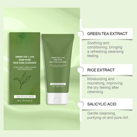 Green Tea Cleanser for Acne Prone Skin & Oily Skin - Deep Pore Face Wash, Morning Cleanser to Control Oil & Prevent Breakouts - Gentle Daily Exfoliating, Men & Women