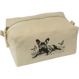 'French Bulldog with Butterflies' Canvas Wash Bag/Makeup Case (CS00043114)
