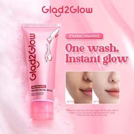 Glad2Glow Niacinamide Serum Facial Wash Cleanser Brightening Hydrating Glowing Face Wash Pencuci Muka