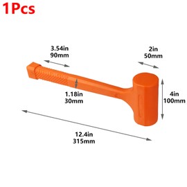 Geesatis 1Pcs Rubber Mallet,1.5LB Soft Blow Small Hammers,Dead Blow Hammer,Unibody Molded,Non-Rebounding,Orange