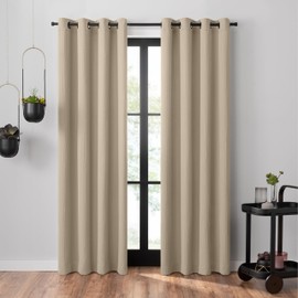 Umbra Ulysses Wave Geometric Light Filtering Grommet 95 in Long x 50 in Wide Window Curtain Panel, Light Bronze