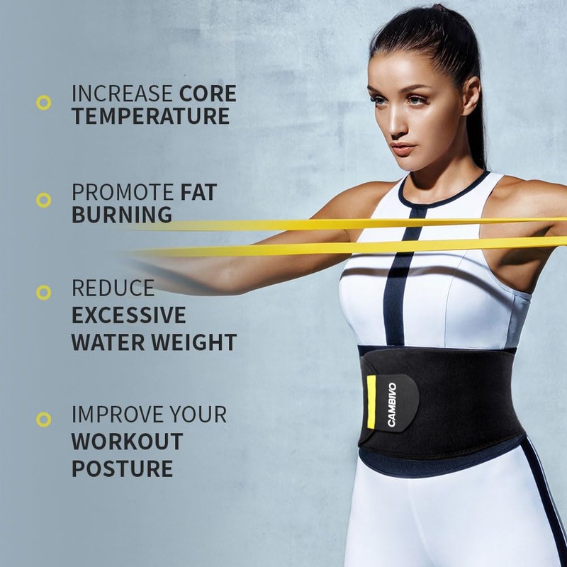 CAMBIVO Waist Trainer Men Women, Waist Trimmer Sweat Belt, Adjustable