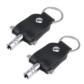 Dnyta 2 Pack T-Shaped Drum Tuning Key with Leather Key Chain Drum Adjusting Accessory Wrench Drum Kit Universal Tool-Black