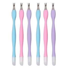 OUDQFCJ 6pcs Cuticle Trimmer with Pusher, Rubber Tip Cuticle Tool for Nail Art