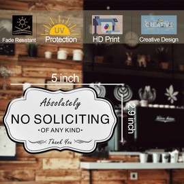 Absolutely No Soliciting of Any Kind Signs,(2 Pack) RAMIEYOO Designer Acrylic Smoke Free Signs,Double Sided Tape,Easy Installation,Great for Home,Buiness,Indoor/Outdoor Use