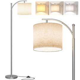 SUNMORY Arc Floor Lamp,Modern Floor Lamp with 9W 3 Color Temperatures Bulb,Metal Standing Lamps with Adjustable Hanging Lampshade,Tall Floor Lamps for Living Room,Bedroom,Office