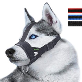 Head Strap Dog Muzzle Prevent from Taking Off by Paws for Small,Medium and Large Dogs(S/Black)
