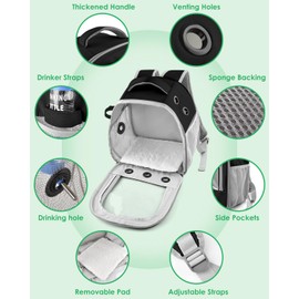 DBNESS Guinea Pig Carrier Backpack,Portable Rabbit Travel Carring Bag for Pet Bunny Sugar Chinchilla Gerbil Bearded Dragon Hamster Parrot Outgoing Pouch Case with Water Bottle Holder & Detachable Pad