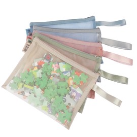 ipow A5 Mesh Bag with Zip, 5 Pieces Portable Storage Bag Mesh Bag Nylon Zip Lock Bag for Toys, Documents, Office, Storage, On the Go and More