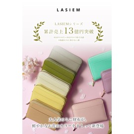 LASIEM Women's Mini Wallet, Coin Purse, Card Case, Large Capacity, High Quality Saffiano Leather Wallet, Coin Case, Pampas Glass