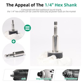 Prozwee Buffing Pad Polishing Wheel Kits,with 1/4" Hex Shank & 1/4" Extend Bar Which can Hold and Stabilize,Wheel Shaped Polishing Tool for Metal Aluminum,Stainless Steel,Chrome,etc