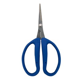 CHIKAMASA CRI-550SRF(Blue), The Specialty Trimming Precise Scissors, Stainless Steel with Fluorine Coating, Curved Blade for Trimming, harvesting vegetables and fruit, wide gardening use.