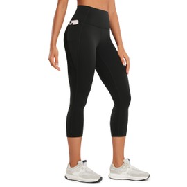 CRZ YOGA Womens Butterluxe Workout Capri Leggings with Pockets 21 Inches - High Waisted Gym Athletic Crop Yoga Black X-Small