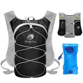 Outplea Lightweight Running Vest, Festival Hydration Vest, Hiking Water Backpack with 2L Water Bladder, Hydration Pack Hydropack, Small Running Backpack Water Vest for Women Men Cycling Rave
