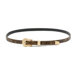 Keilin Leather Hat Bands for Women and Men Adjustable Scalloped Western Hat Bands for Cowboy Hats Fedora Hats Straw Hats (Brown Inlaid Floral Leather Band Gold Buckle)