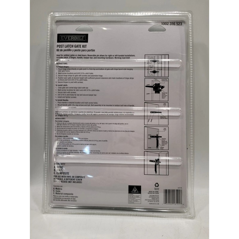 Everbilt Black Post Self Latching Gate Set Kit 1002 316