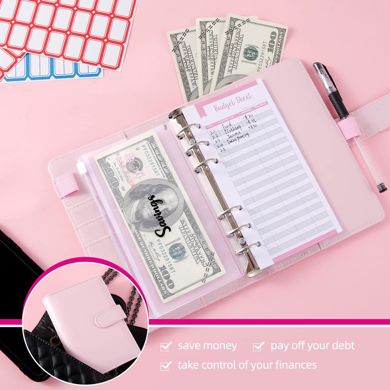 NICOOTH NICOOTHBudget Binder Cash Envelopes A6 Money Saving Binder with