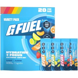 G Fuel Polvo de electrolitos para hidratación y concentración instantáneas. Paquete variado de electrolitos sin azúcar con sabores a limón, naranja, melocotón y fresa. Bebida nootrópica.