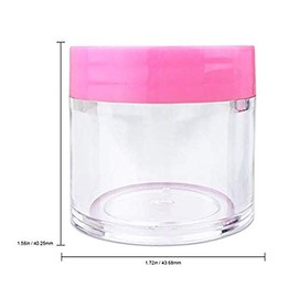 Beauticom 1 oz. 30G/30ML USA Acrylic Round Clear Jars with PINK Flat Top Lids for Creams, Lotions, Make Up, Cosmetics, Samples, Herbs, Ointments (6 Pieces (6 Bottoms & 6 Lids))