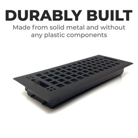 Madelyn Carter Contemporary Artisan Style Vent Cover, Solid Cast Steel Interior, Controls Air Flow, 6 x 12 inches (Overall Face: 7.25 x 13.25 inches), Matte Black