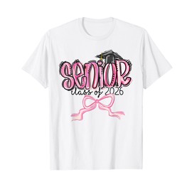 Senior Class of 2026 Coquette Pink Bow Graduation 2026 T-Shirt