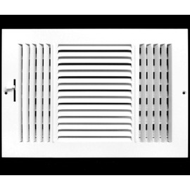 10"w X 8"h 3-Way AIR Supply Grille - Vent Cover & Diffuser - Flat Stamped Face - White [Outer Dimensions: 11.75"w X 9.75"h]