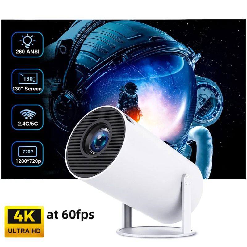 Yinzam HY300 Pro HD Android 12 Mini Projector, 360 Degree