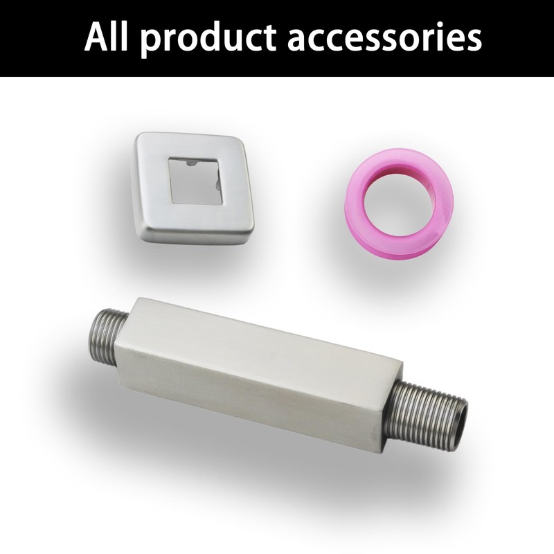 DEOLER Brushed Nickel Shower Arm with Flange, Square, 4 Inch,