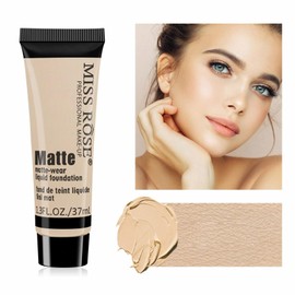 Liquid Foundation Cream, Full Coverage Matte Concealer Base Primer for Face Makeup, Waterproof Longwearing Flawless Makeup Base Foundation Hides Wrinkles & Lines for All Skin Tone (BEIGE 1, 1.3 Fl Oz)