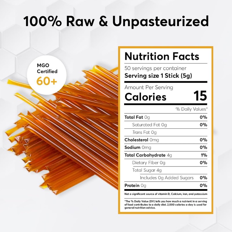 P.R.I Manuka Honey Sticks, Certified MGO 60+, Raw New Zealand