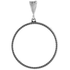 Sterling Silver Mexican 1 Peso Bezel 34 mm Coins Prong Back Illusion Edge Coin NOT Included