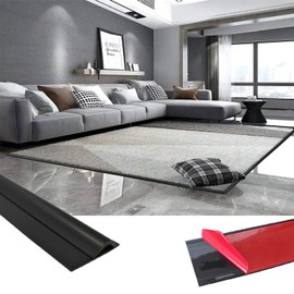 Cuttable Carpet Edge Trim,Flexible Floor Transition Strip from Carpet to Tile, PVC Anti Slip Carpet Transition Strip 7ft Black