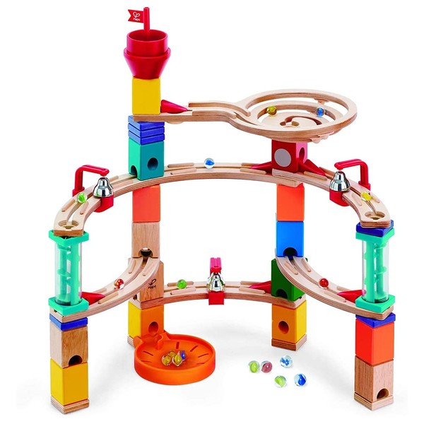 Hape Castle Escape - Quadrilla Wooden Marble Run Blocks - STEM Learning, Building & Development Construction Toy - Counting, Color & Problem Solving for Ages 4+, 101Piece, Multi Color (E6019)