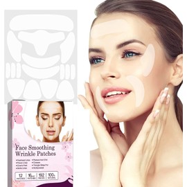 Bluemega Palo Parches Antiarrugas En La Frente, 192 Pcs Parches Antiarrugas Faciales Que Reducen Las Arrugas Para El Ceño Fruncido, Frente, Patas De Cuervo, Línea De Sonrisa De Ojos, Esquina De La Boca, Cinta Facial De Silicona Durante La Noche, Parche A