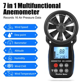 AIOMEST AI-100WM Handheld Wind Speed Chill Temperature Meter Tester, Digital Anemometer for Air Flow, Velocity, Air Pressure, Humidity Altimeter Gauge