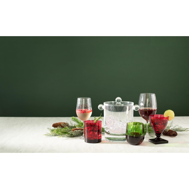 Caspari Acrylic 60oz Ice Bucket & Lid in Crystal Clear
