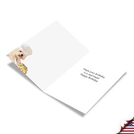 NobleWorks - 1 Cute Birthday Card with Envelope - Funny Wild Animals and Pets, Birthday Greeting - Dog Chef C3200BDG
