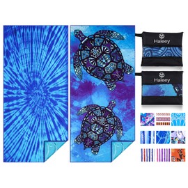 Haleey 2 Pack Microfibre Lightweight Beach Towel 180x80cm Oversized Extra Large Thin Sand Free Towels Travel Swim Pool Yoga Gym Camping for Adults Women Men Beach Essentials Accessories Vacation Gift