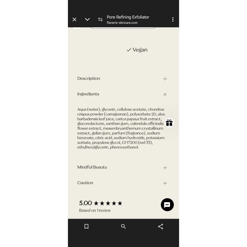 Flanerie Water Lily PHA Pore Refining Exfoliator 1.52 oz Sealed