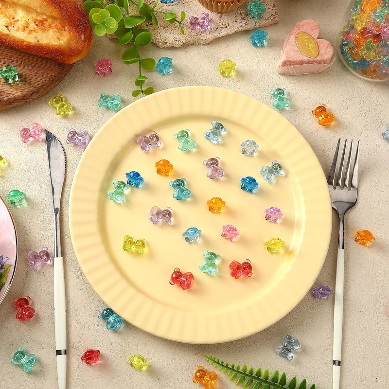 JUNEBRUSHS 120 Pcs Mini Teddy Bears Tiny Acrylic Bear Miniature