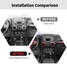 RT-TCZ Interior Trim Kit Cover Center Console Decoration Accessories Compatible with Jeep Wrangler JK JKU 2011-2018 4 Door 18PCS,Red Carbon Fiber